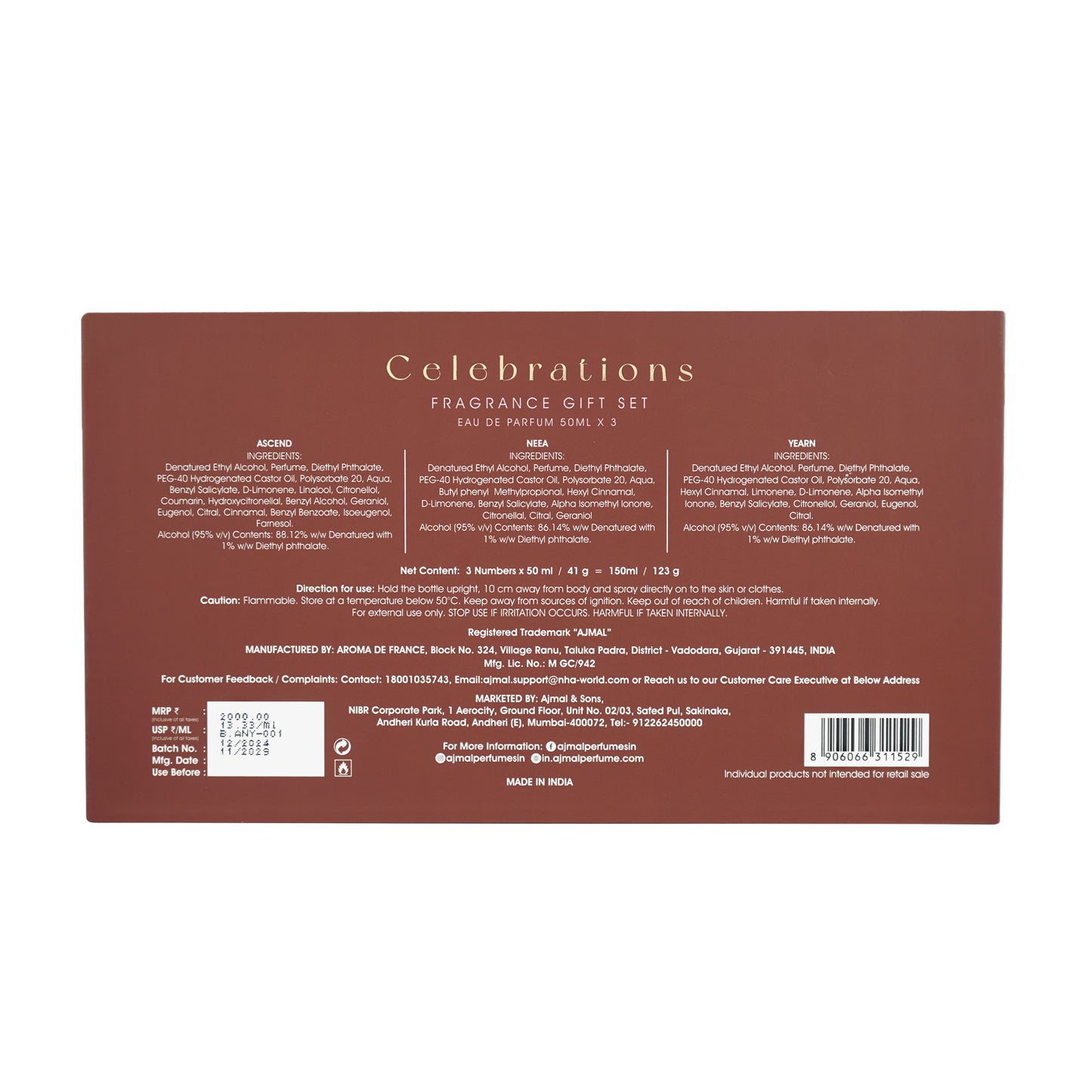 perfume gift sets - CELEBRATION EDP Perfume Giftpack 150ML for Unisex from Ajmal Perfumes
