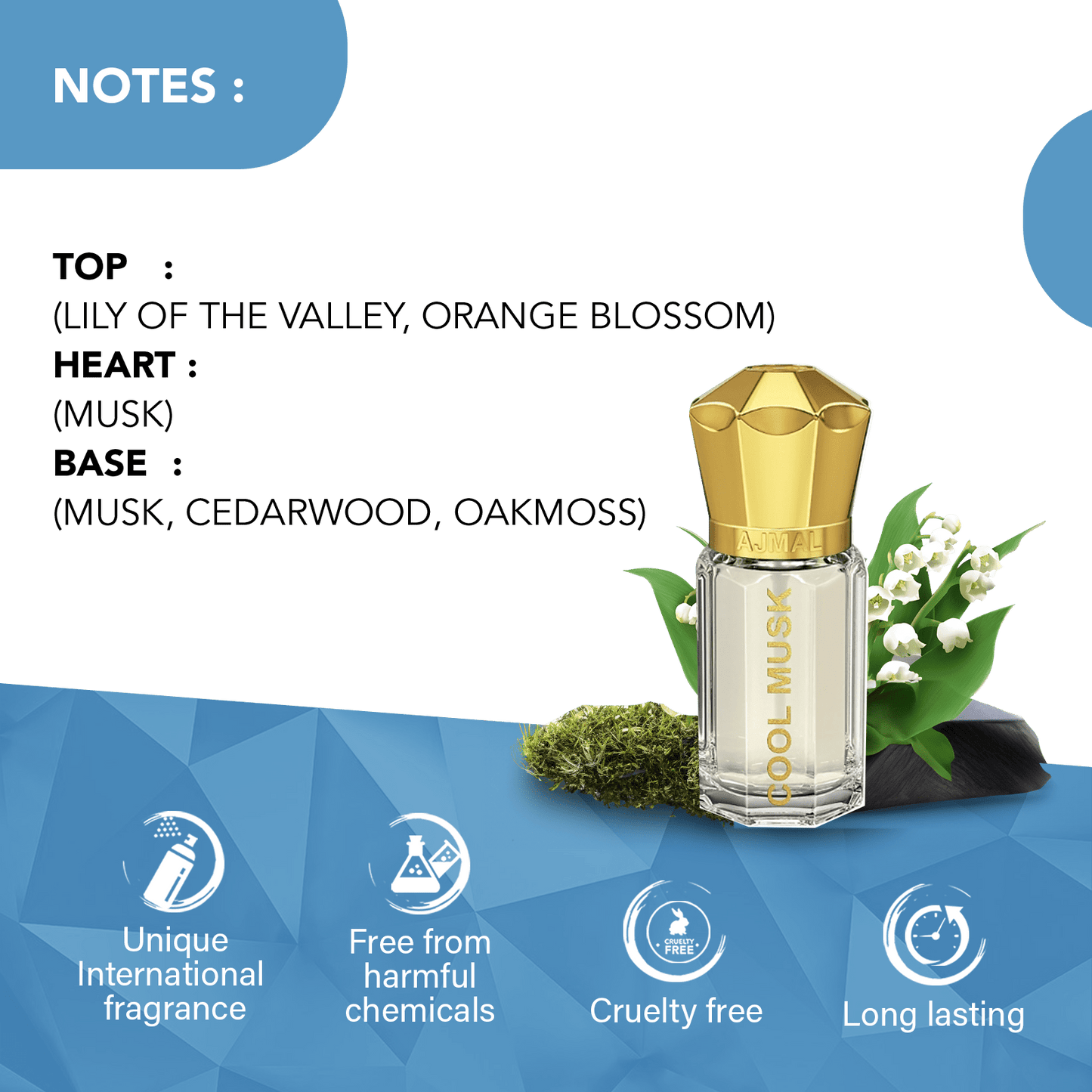 musk attar for men - COOL MUSK Non-Alcoholic Attar 5ML for Unisex from Ajmal Perfumes