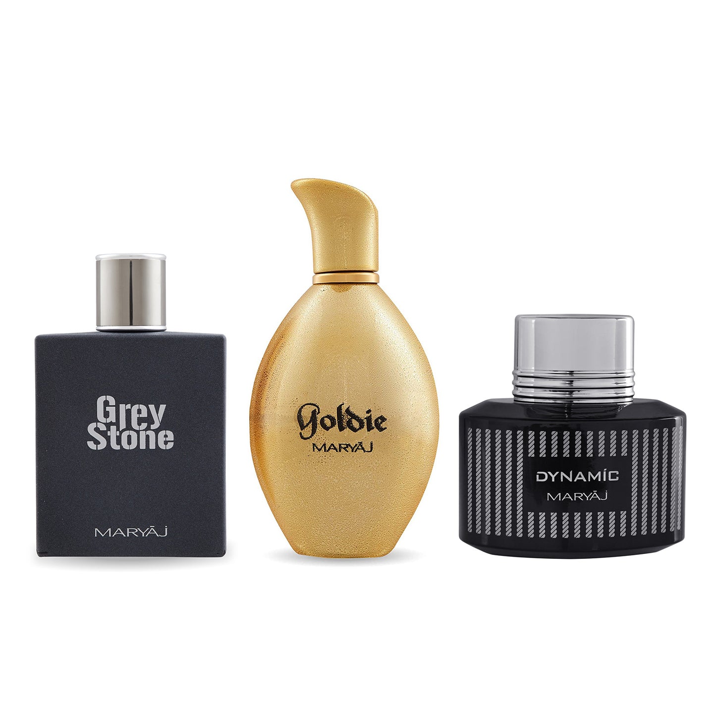 perfume gift for couple- Grey Stone, Goldie, Dynamic Perfume Pack of 3 Combo Unisex 100 ML from Ajmal Perfumes