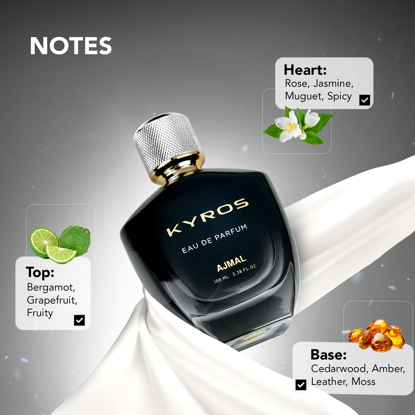 fruity floral perfumes - KYROS EDP Perfume 100ML for Unisex from Ajmal Perfumes