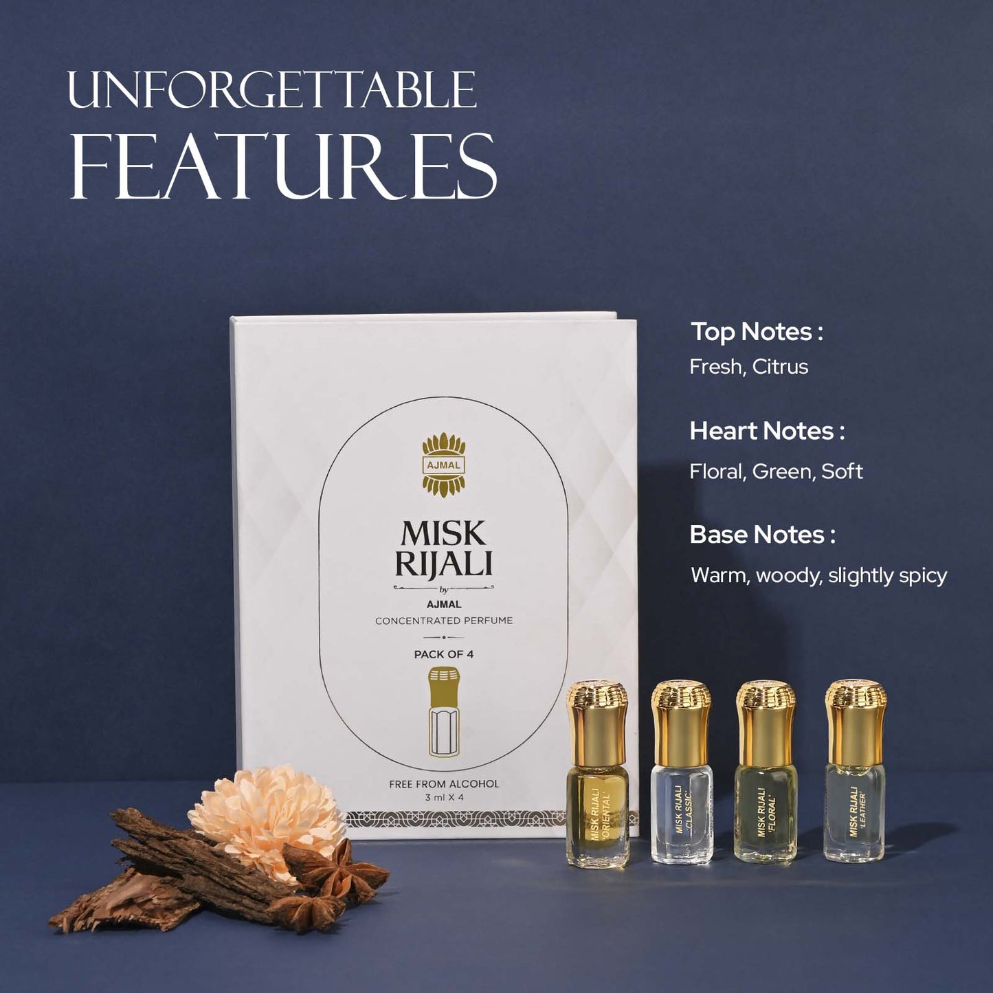 Misk Rijali Gift Set for Unisex Pack of 4 (3 ml each)