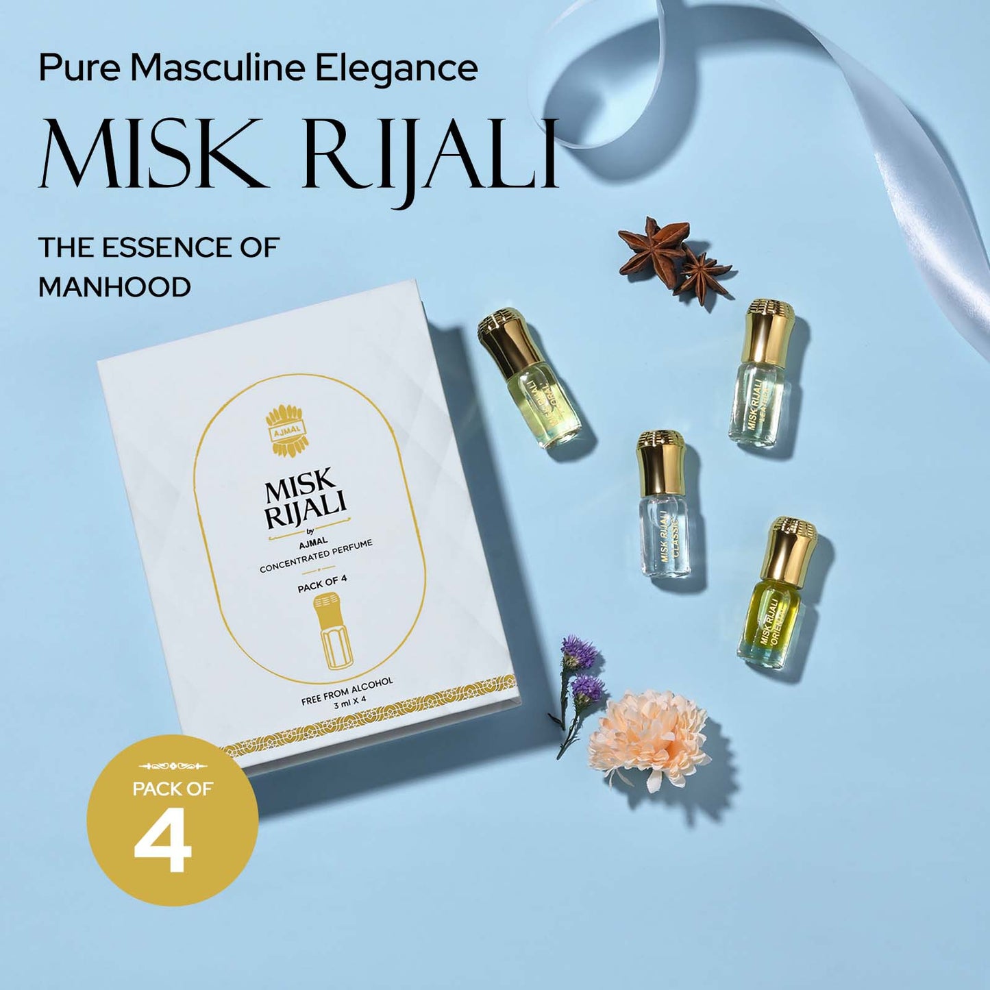 Misk Rijali Gift Set for Unisex Pack of 4 (3 ml each)