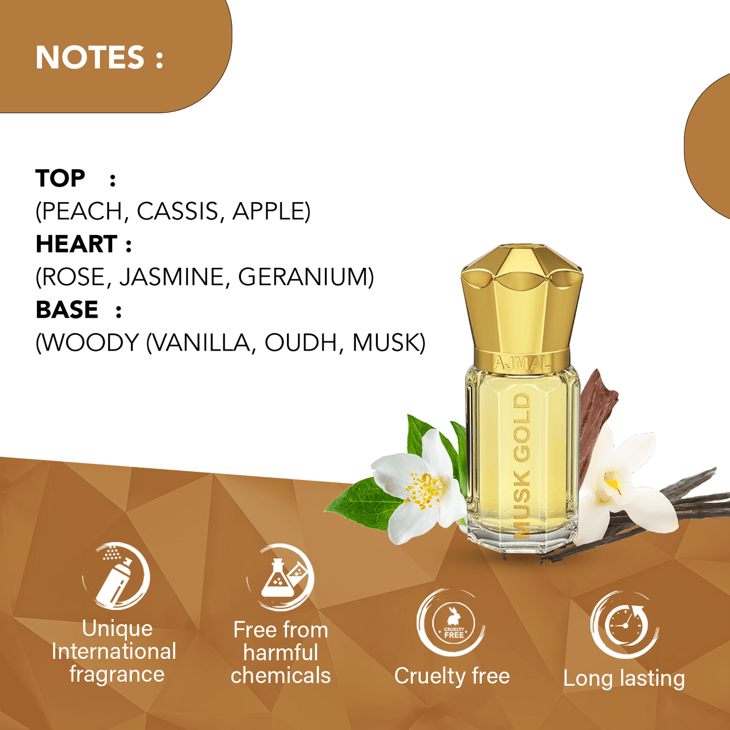 musk attar for men - MUSK GOLD Non-Alcoholic Attar 5ML for Unisex from Ajmal Perfumes
