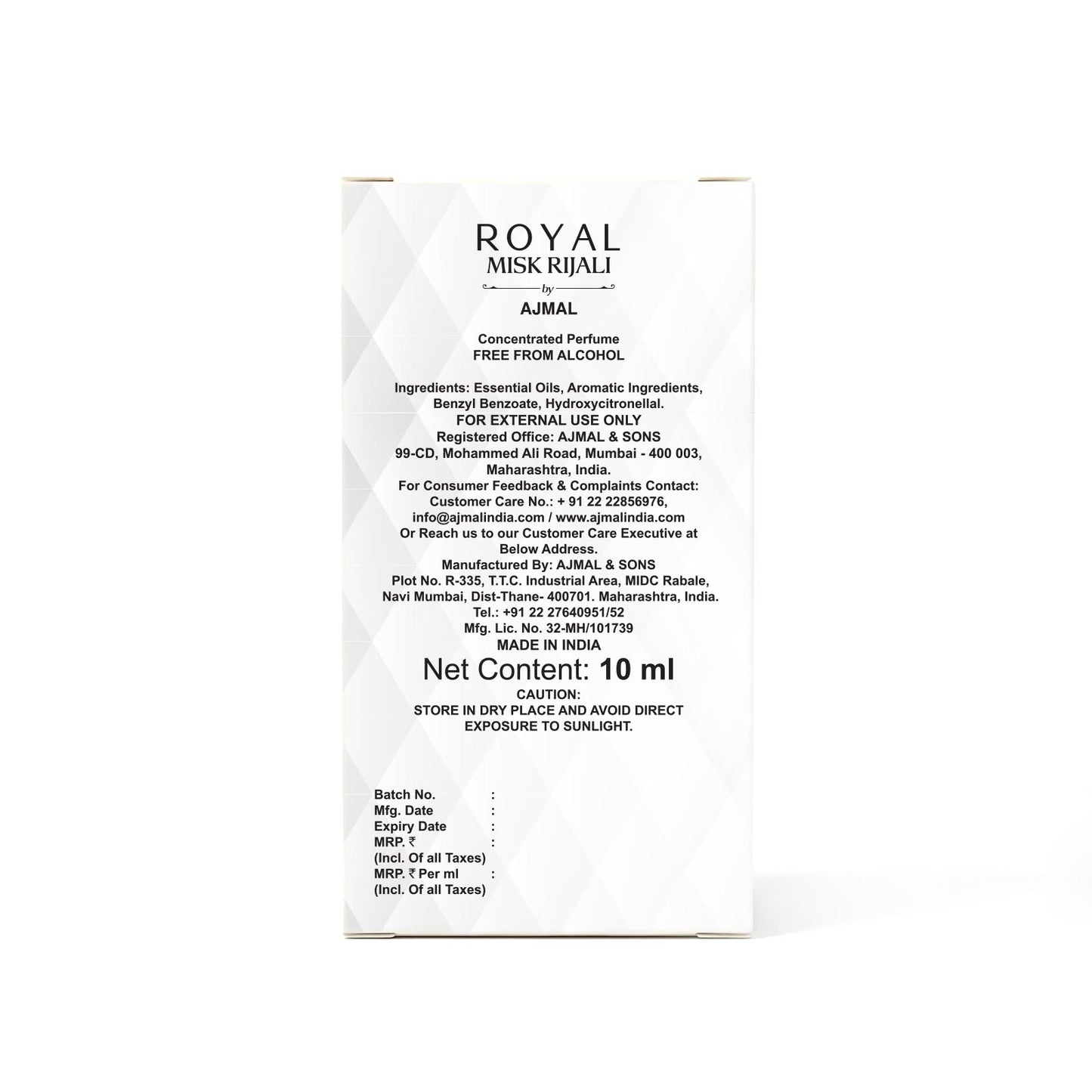 ROYAL-MISK-RIJALI Non-Alcoholic Attar 10ML for Men & Women
