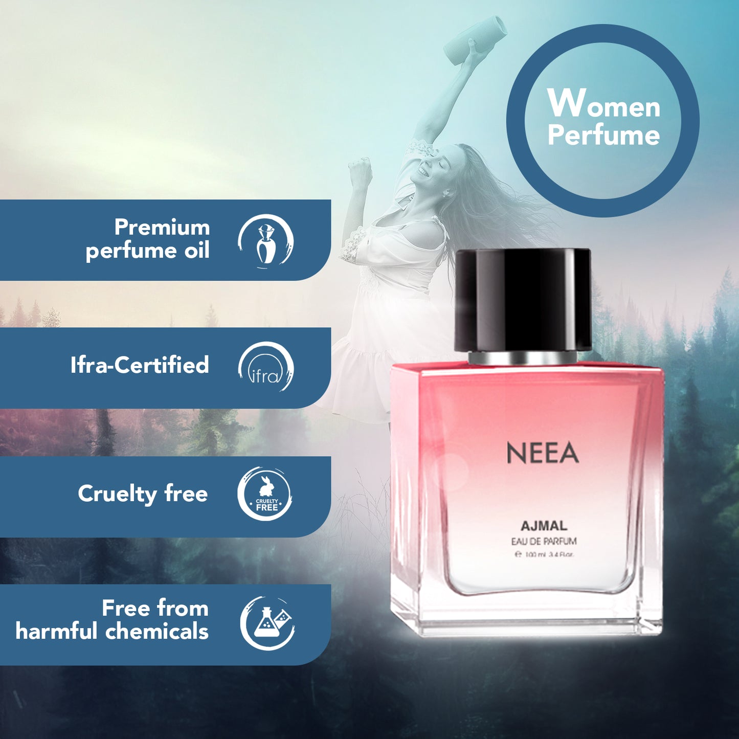best floral perfumes for women - NEEA EDP Perfume 100ML for Women from Ajmal Perfumes