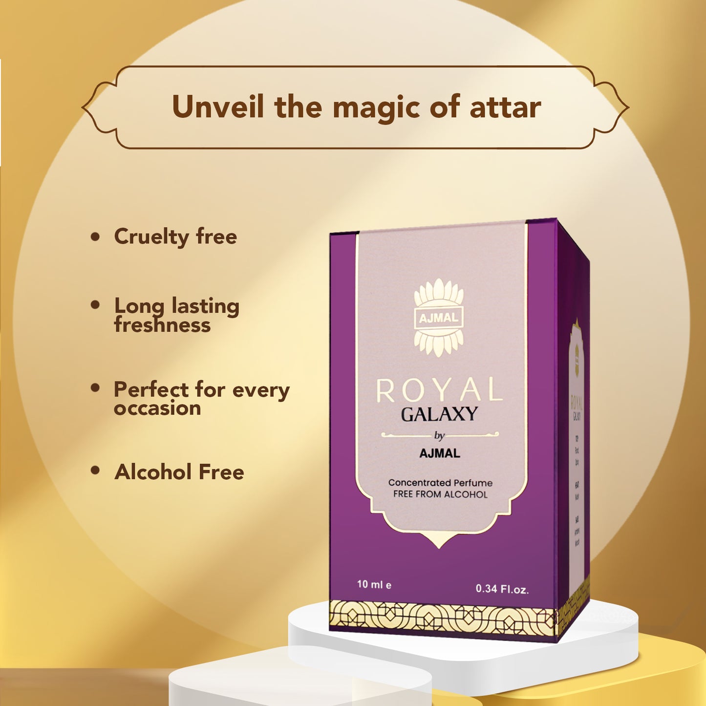 musk attar for women - ROYAL-GALAXY Non-Alcoholic Attar 10ML for Unisex from Ajmal Perfumes
