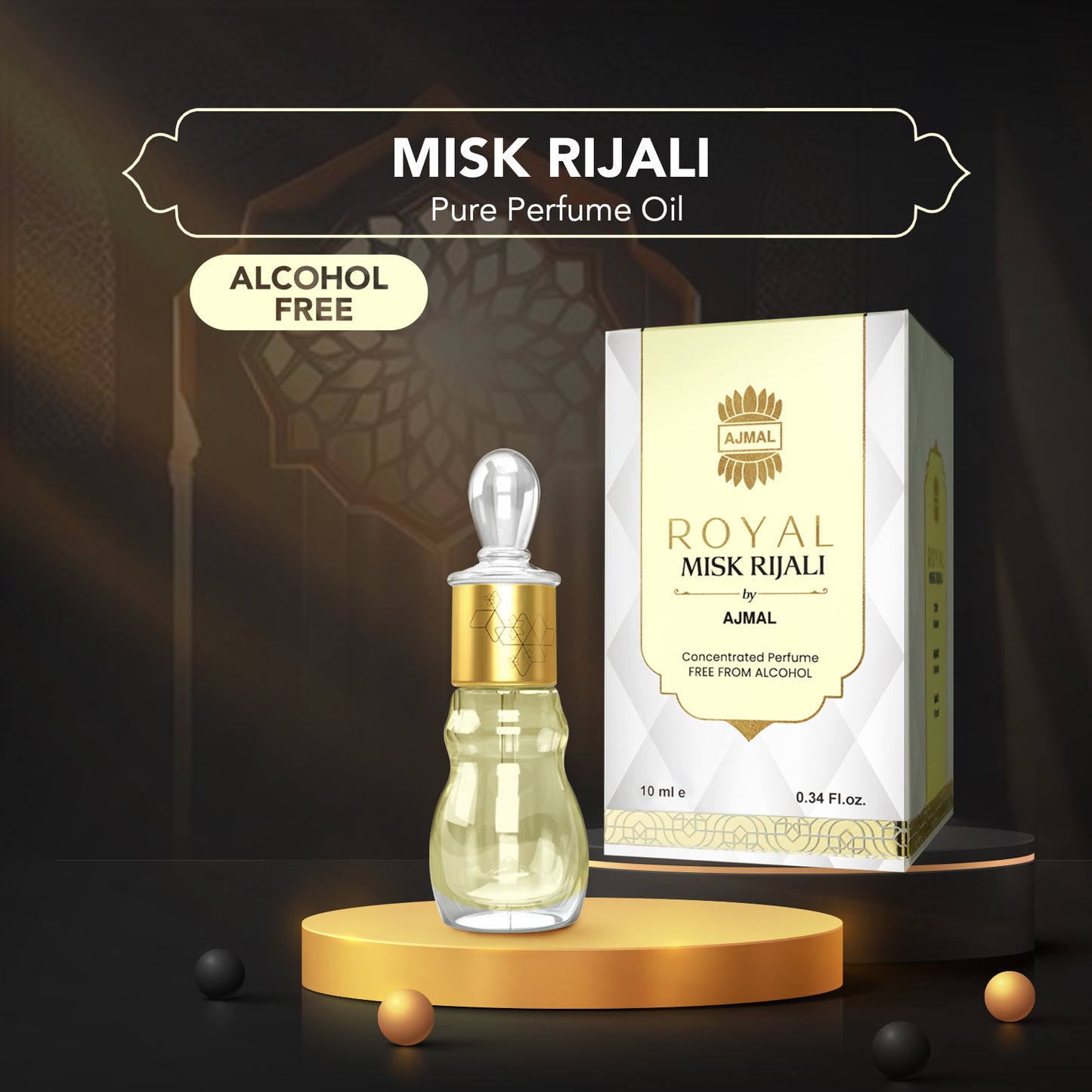 musk attar for men - ROYAL-MISK-RIJALI Non-Alcoholic Attar 10ML for Unisex from Ajmal Perfumes