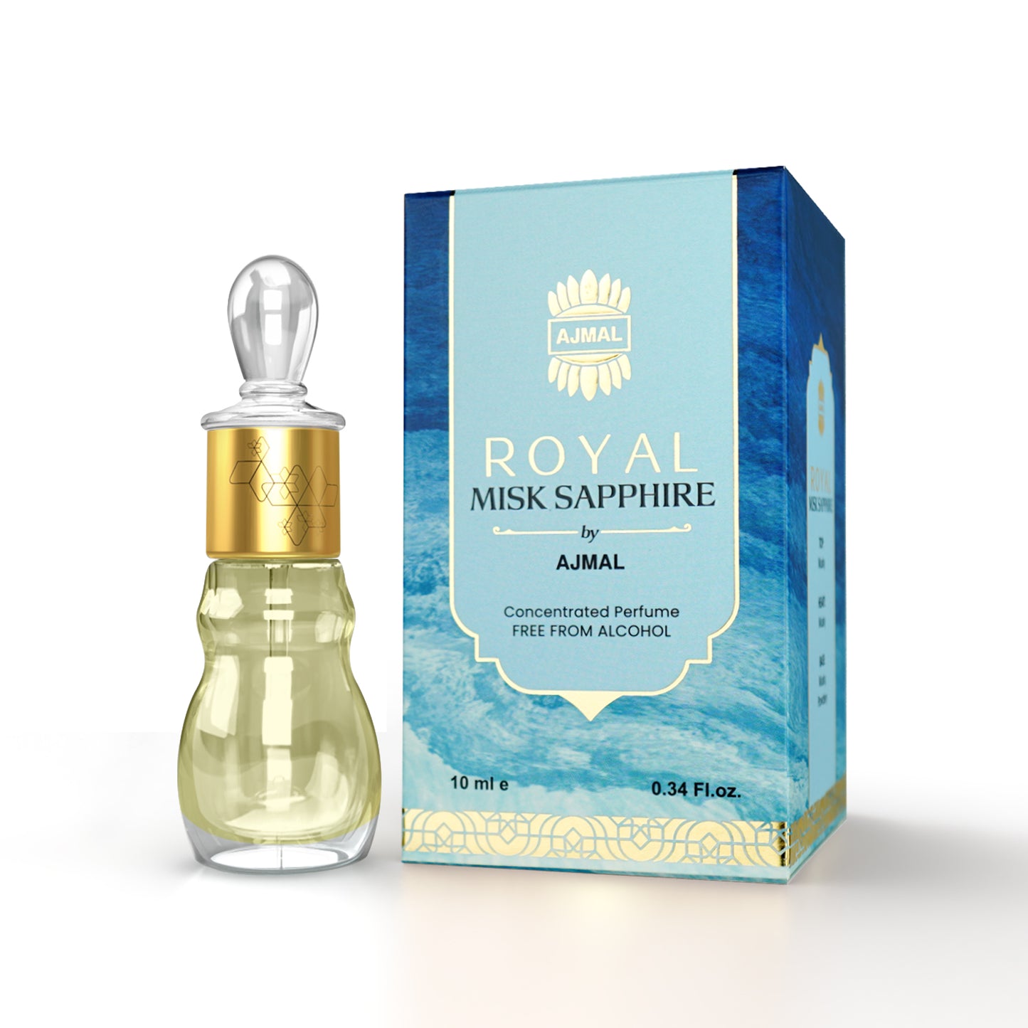 musk attar ajmal - ROYAL-MISK-SAPPHIRE Non-Alcoholic Attar 10ML for Unisex from Ajmal Perfumes