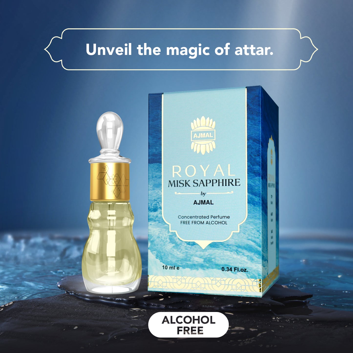 musk attar for men - ROYAL-MISK-SAPPHIRE Non-Alcoholic Attar 10ML for Unisex from Ajmal Perfumes