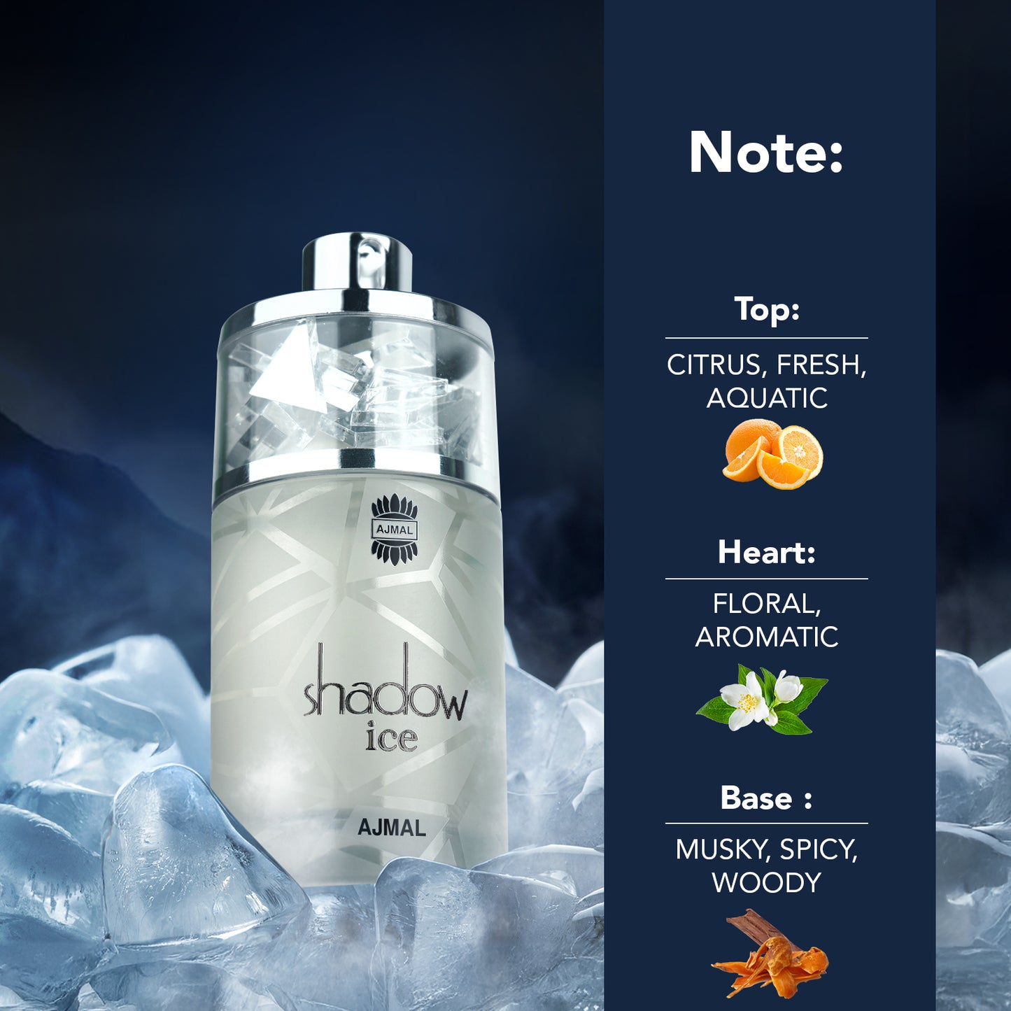 ice cool perfume - SHADOW ICE EDP Perfume 75ML for Unisex from Ajmal perfumes