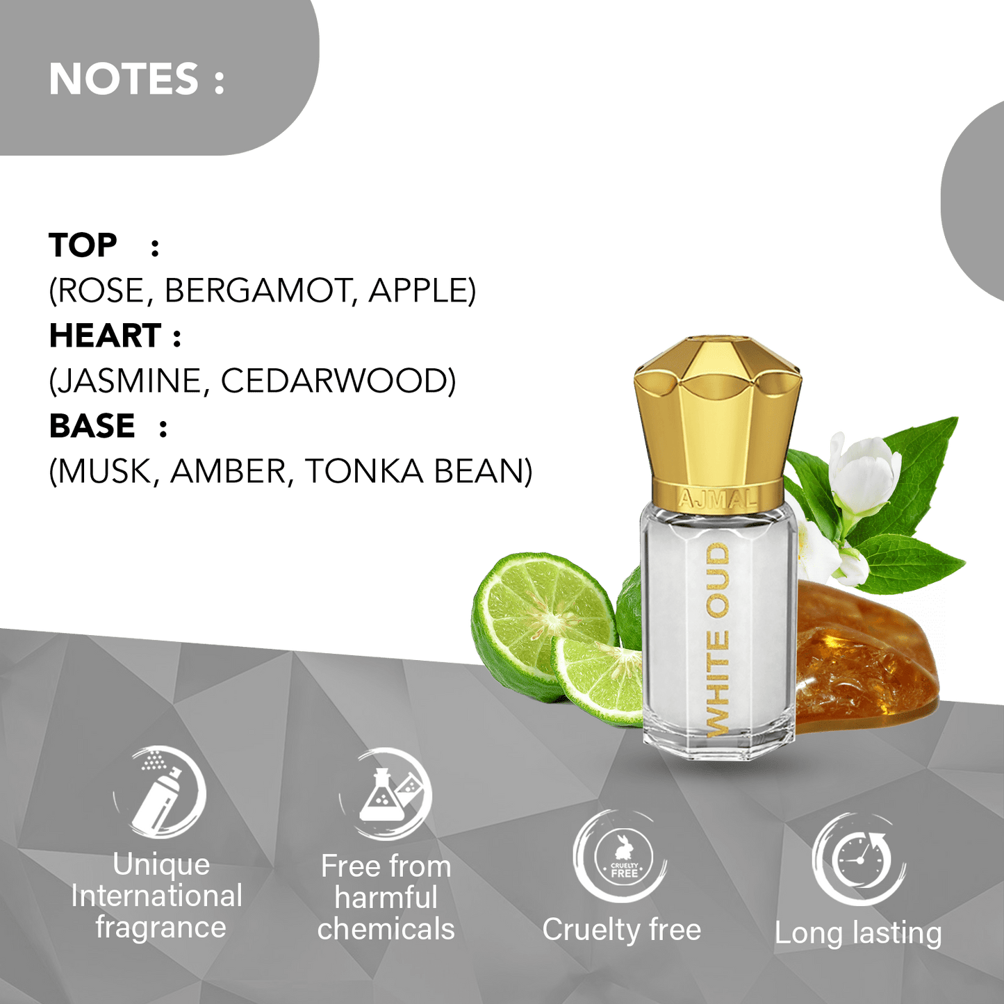 ajmal oudh attar for men - WHITE OUD Non-Alcoholic Attar 5ML for Unisex from Ajmal Perfumes