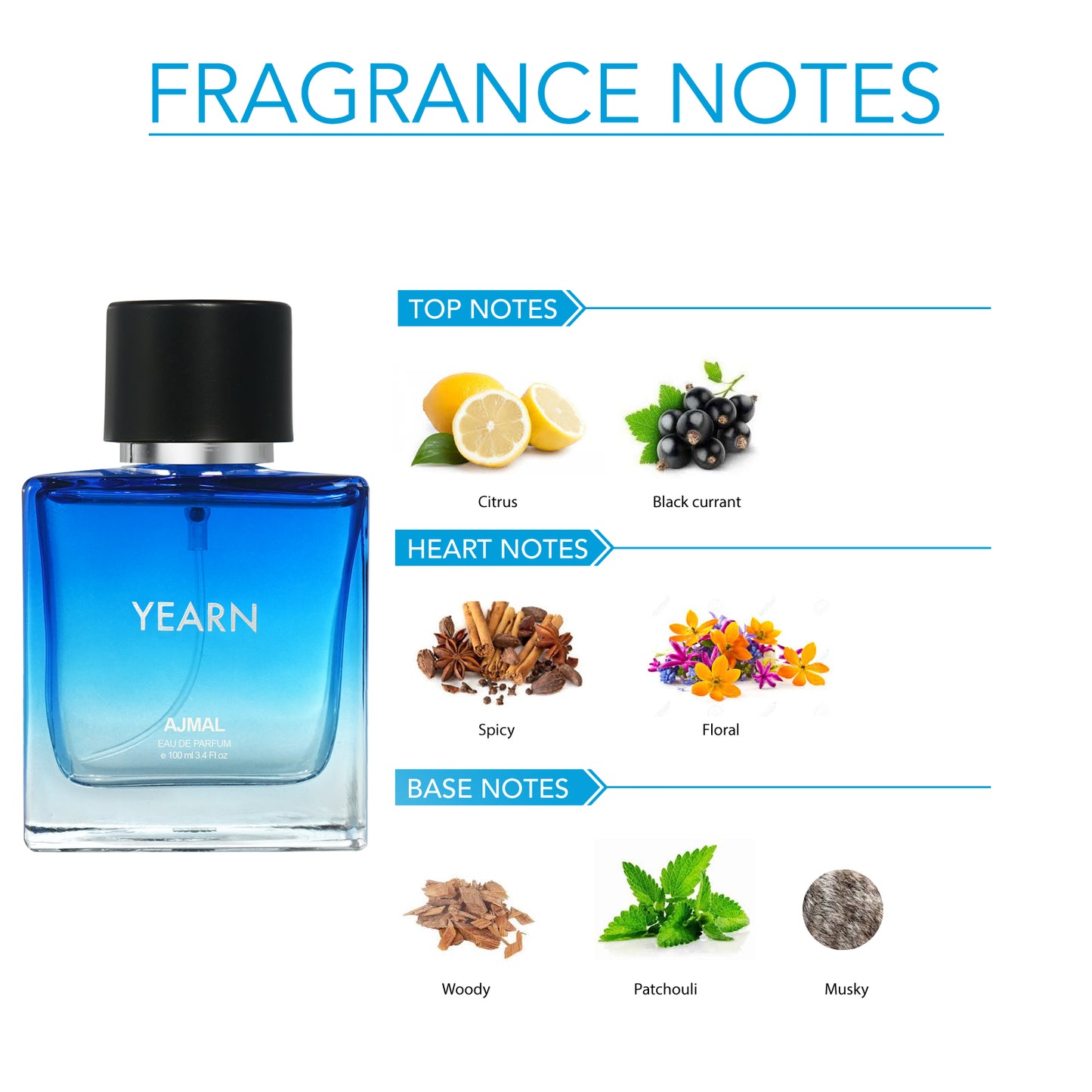 citrus floral perfumes - YEARN EDP Perfume 100ML for Men by Ajmal Perfumes