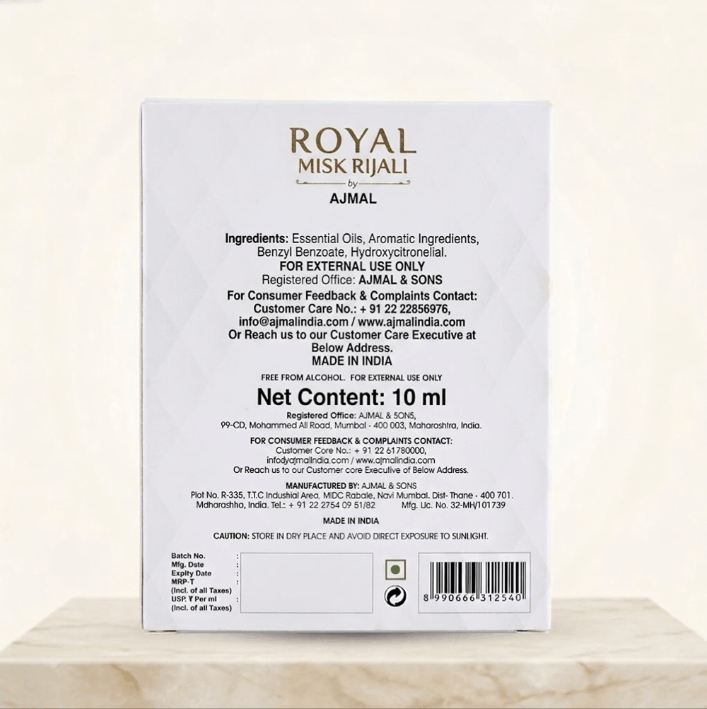 ROYAL-MISK-RIJALI Non-Alcoholic Attar 10ML for Men & Women