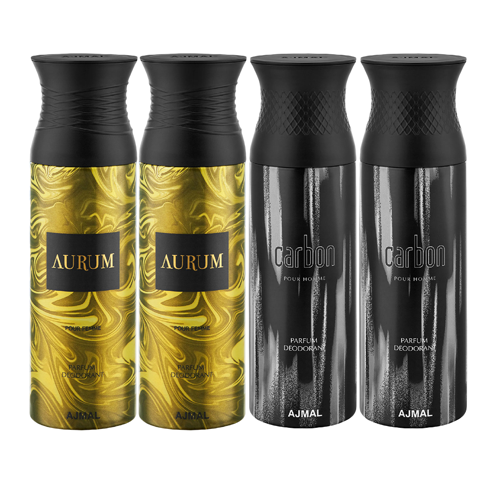 2 Aurum & 2 Carbon Deodorant Spray- For Unisex (200 ml, Pack of 4)