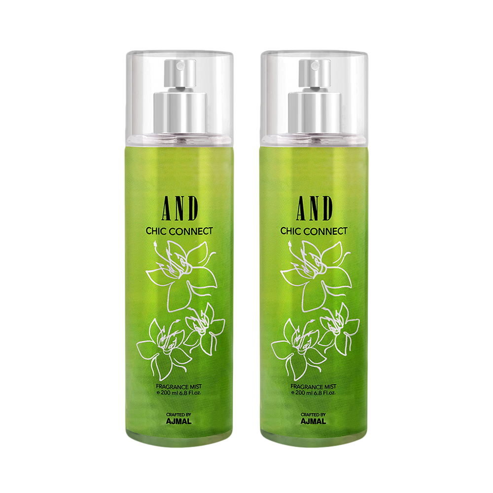 AND Chic Connect & Chic Connect Pack of 2 Body Mist 200ML each Long Lasting Scent Spray Gift For Women Perfume