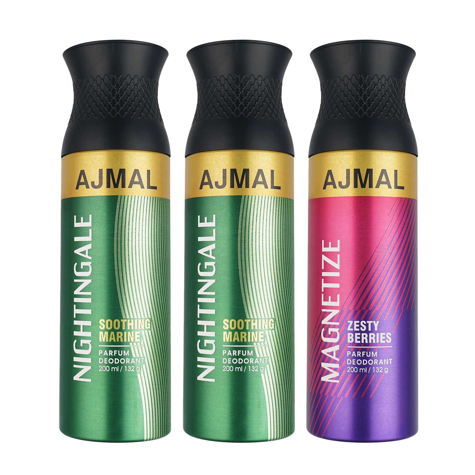 2 Nightingale & Magnetize Deodorant Combo Pack of 3 Deodorants 200ml each For Unisex