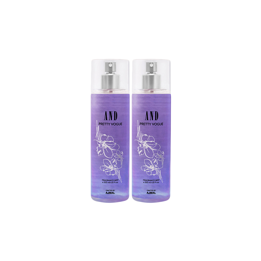 AND Pretty Vogue Pack of 2 Body Mist 200ML each Long Lasting Scent Spray Gift for Women Perfume