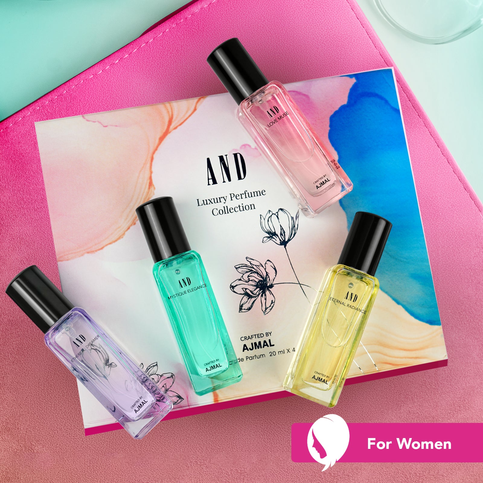 AND EDP Gift Set with Ethereal Dreamer, Love Muse, Eternal Radiance & Mystique Elegance (Pack of 4) 20ml Each For Women