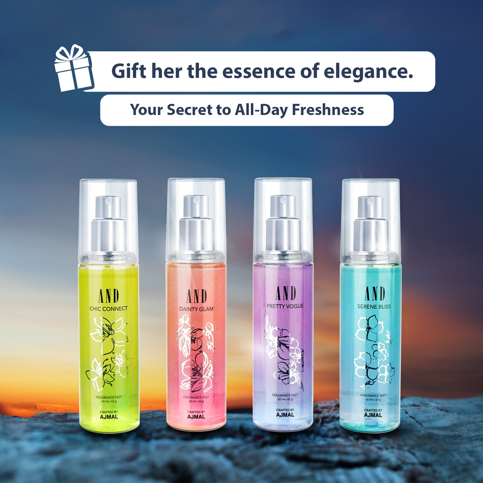 AND Body Mist Gift Set for Women (Pack of 4) 50ml Each