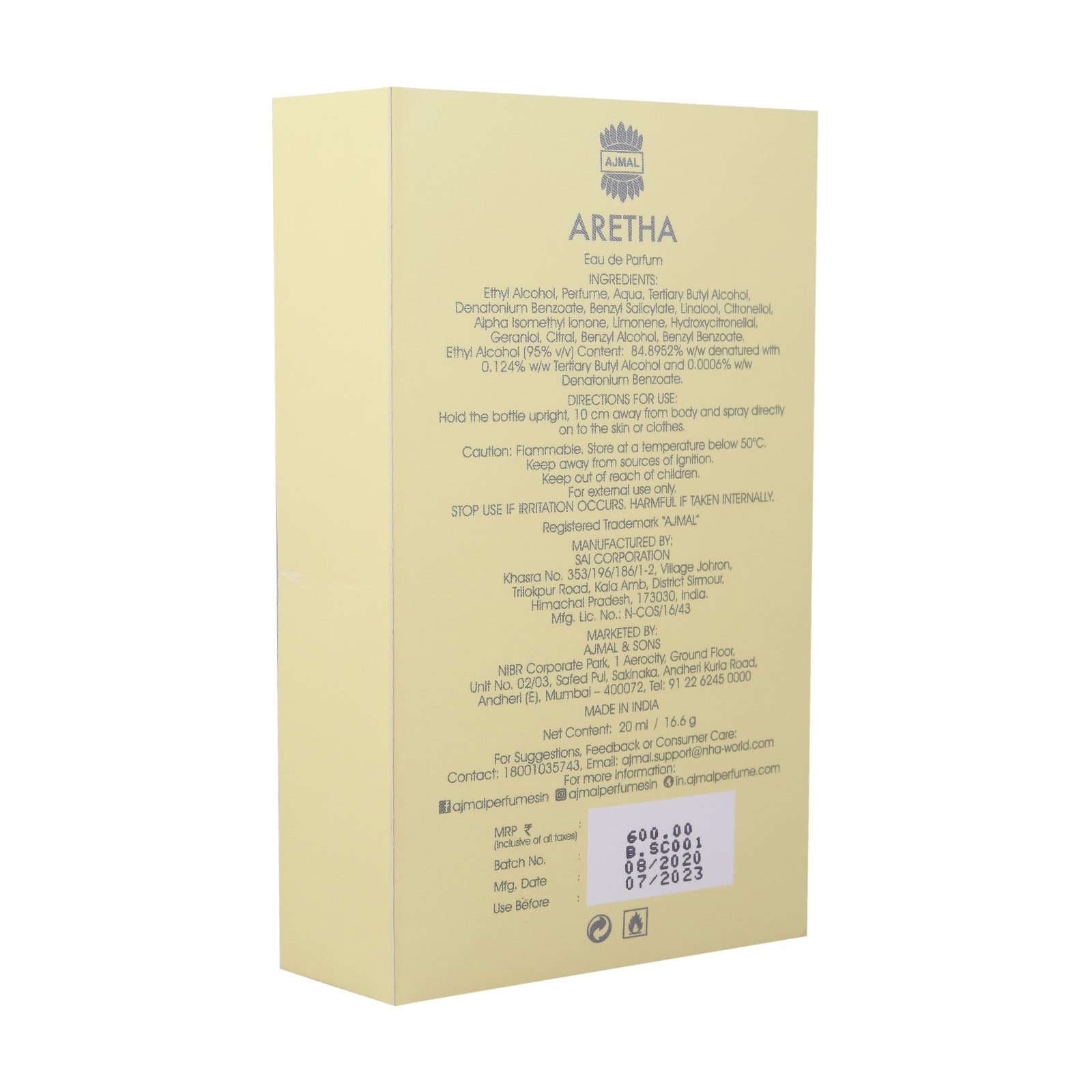 Aretha Eau de Parfum Perfume 20ML For Women