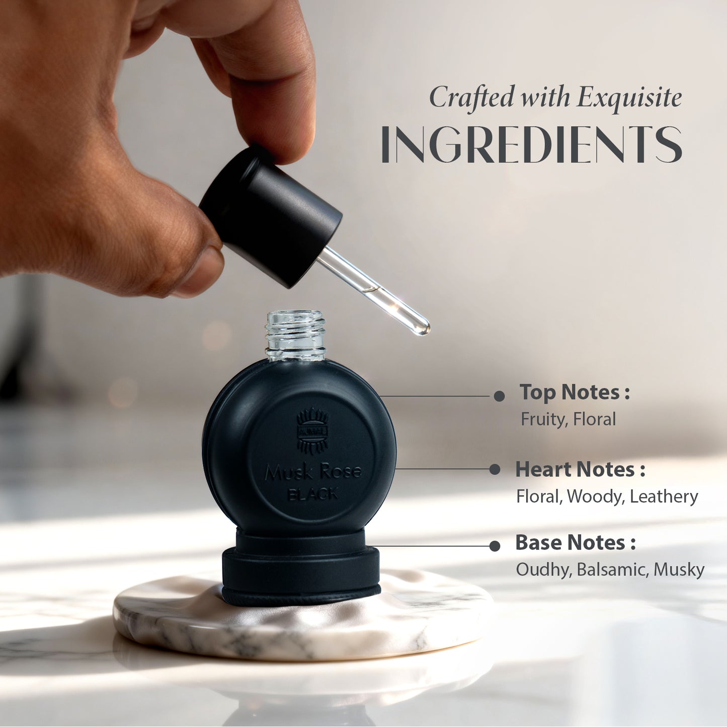 Musk Rose Black Concentrated Perfume 12 ML for Unisex