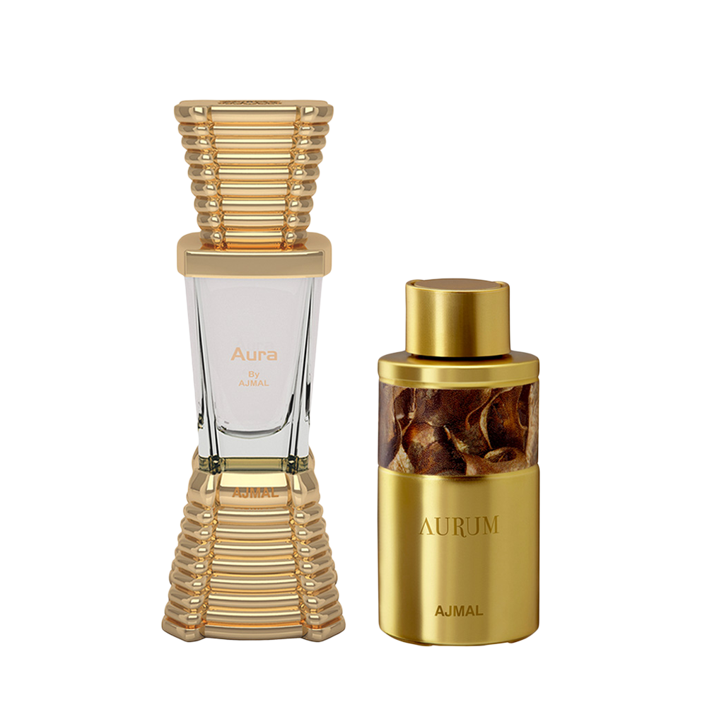 Aurum Concentrated Perfume Oil Fruity Floral Alcohol-free Attar 10ml for Women and Aura Concentrated Perfume Oil Floral Fruity Alcohol-free Attar 10ml for Unisex Pack of 2