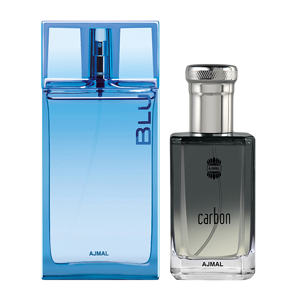 Blu EDP Aquatic Woody Perfume 90ml for Men and Carbon EDP Citrus Spicy Perfume 100ml for Men Pack of 2