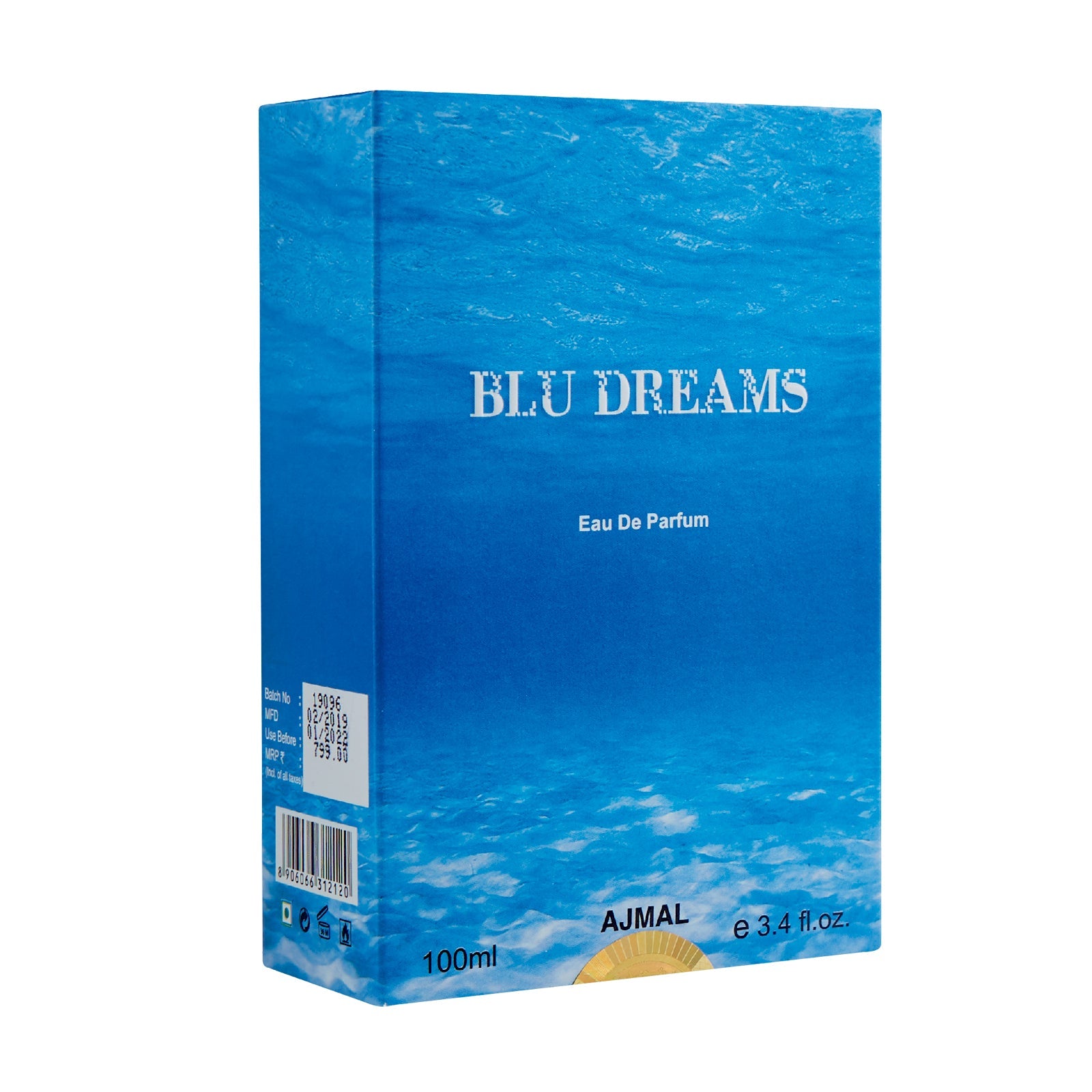 Blu Dreams Ajmal 100ml men perfume modern fresh scent bottle
