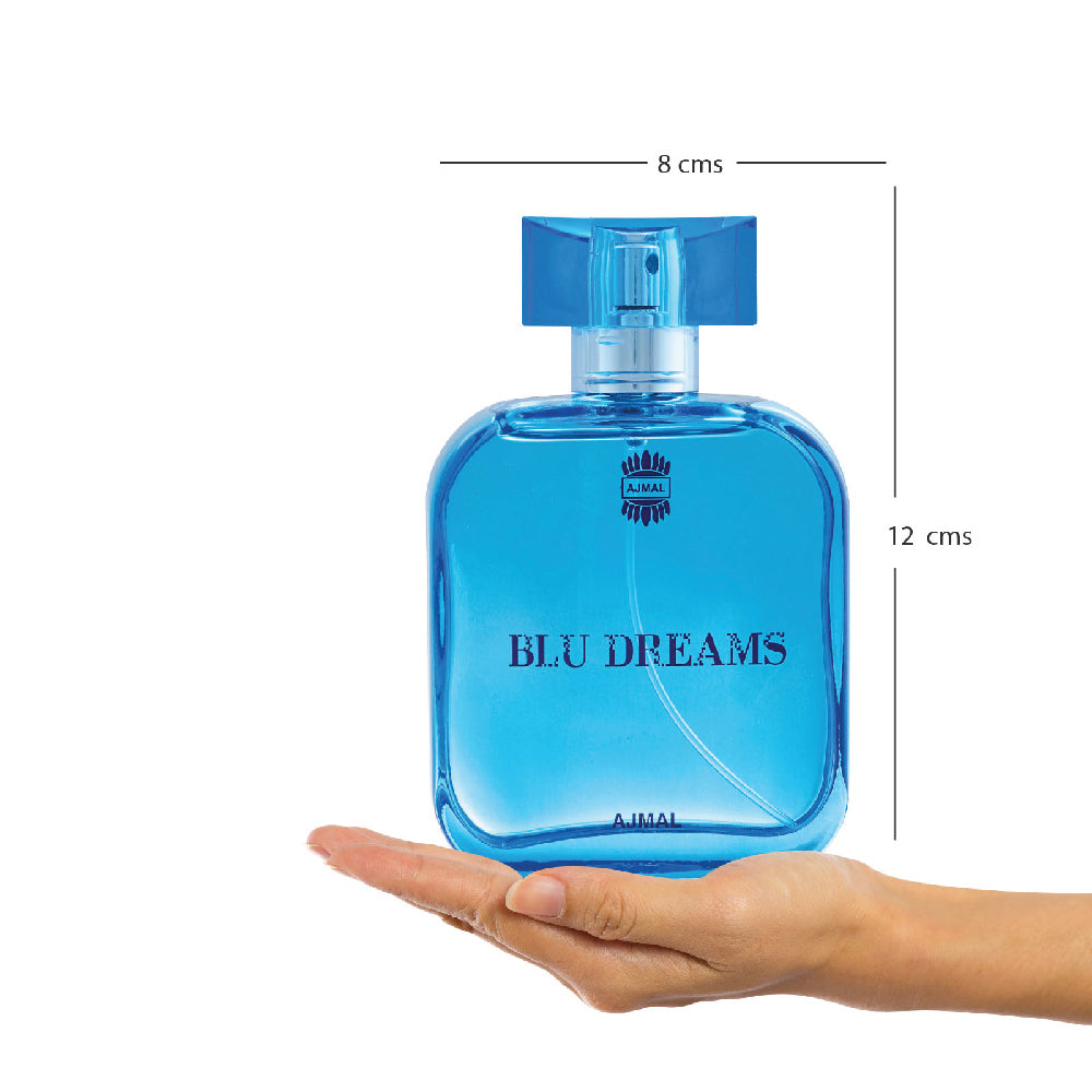 Blu Dreams EDP Citurs Fruity Perfume 100ml for Men and Shine EDP Floral Powdery Perfume 75ml for Women Pack of 2