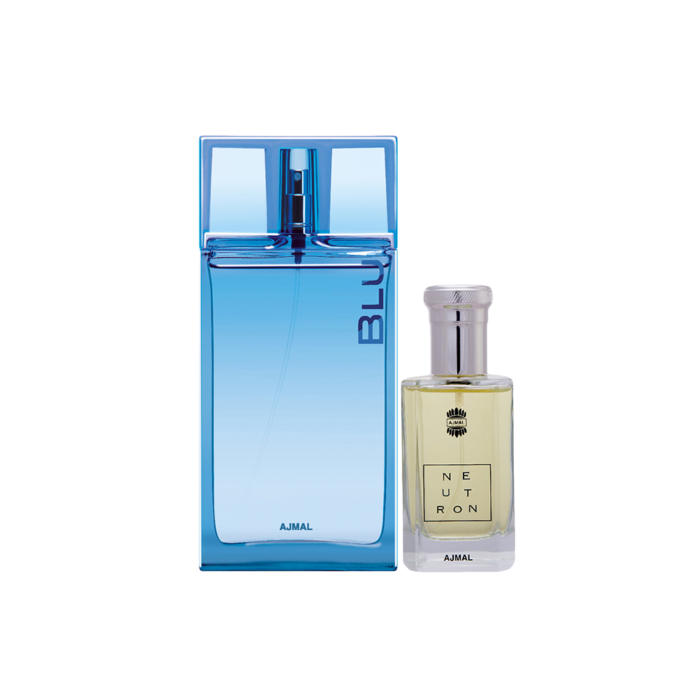 Blu EDP Aquatic Woody Perfume 90ml for Men and Neutron EDP Citrus Fruity Perfume 100ml for Men Pack of 2