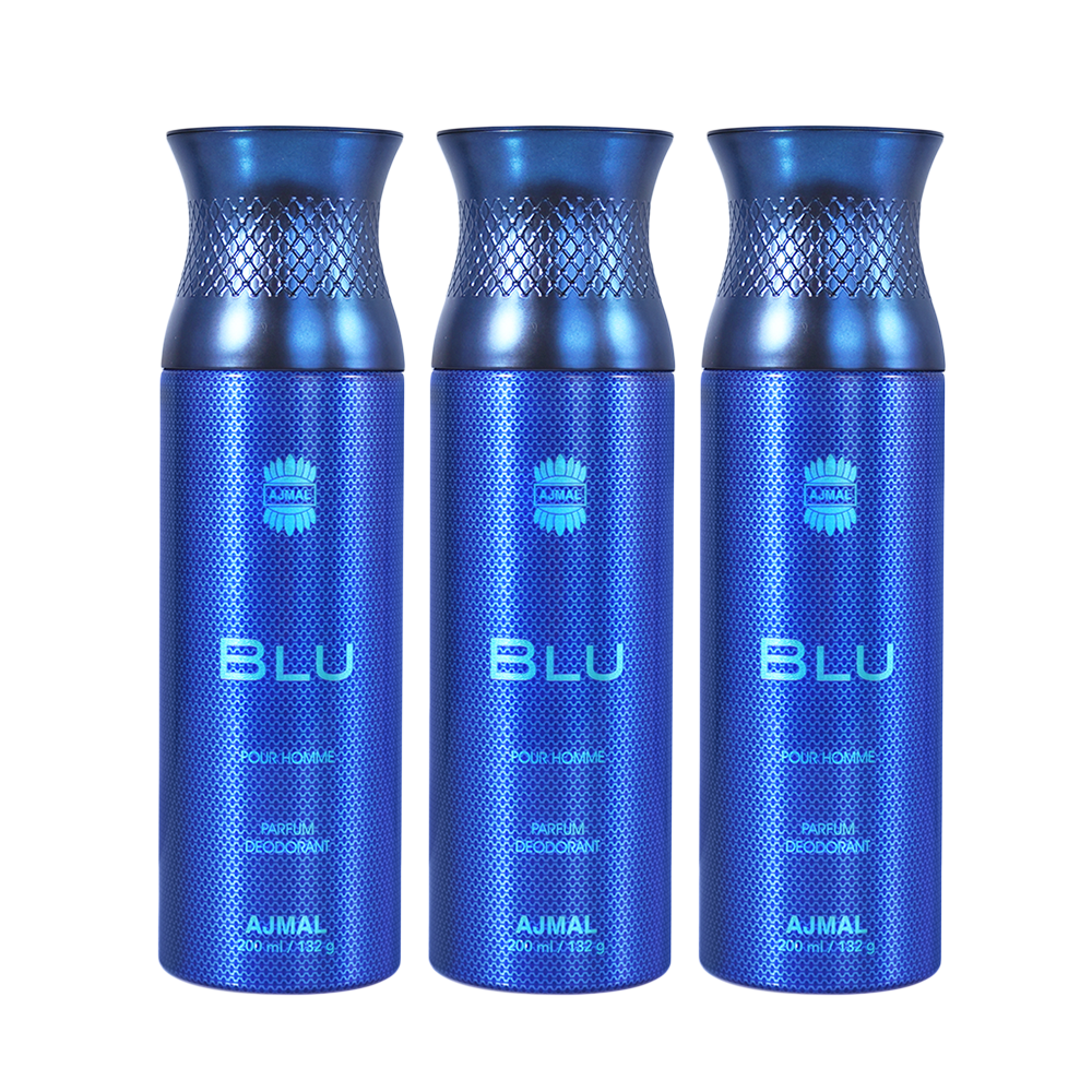 Blu Deodorant Spray - For Men (200 ml, Pack of 3)