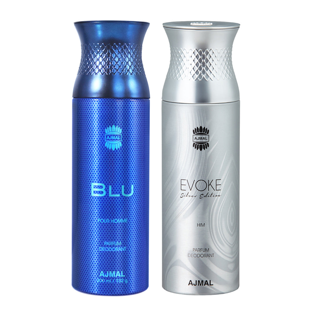 Blu & EvokeSilverHim Deodorants 200 ml Pack of 2 Gift For Men