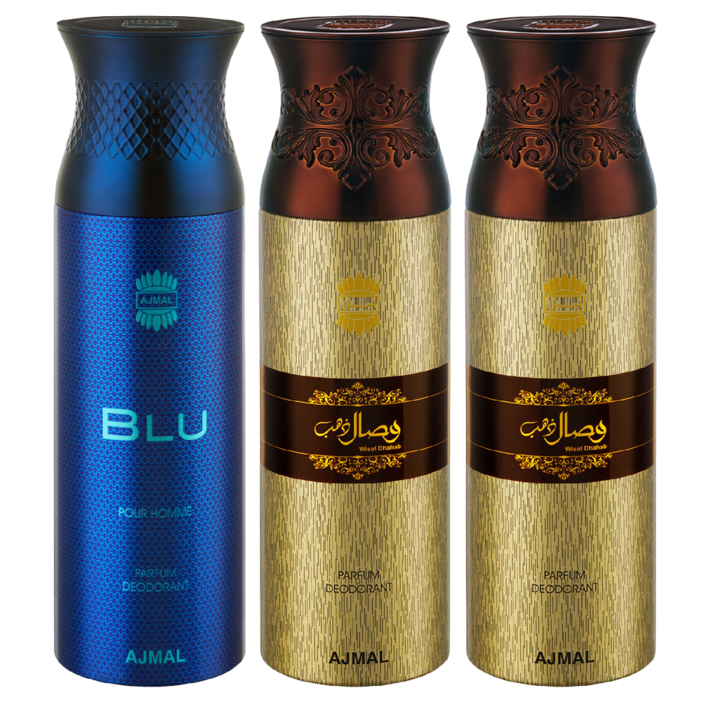 Blu & Wisal Dahab & Wisal Dahab Deodorant Spray - For Men (200 ml, Pack of 3)