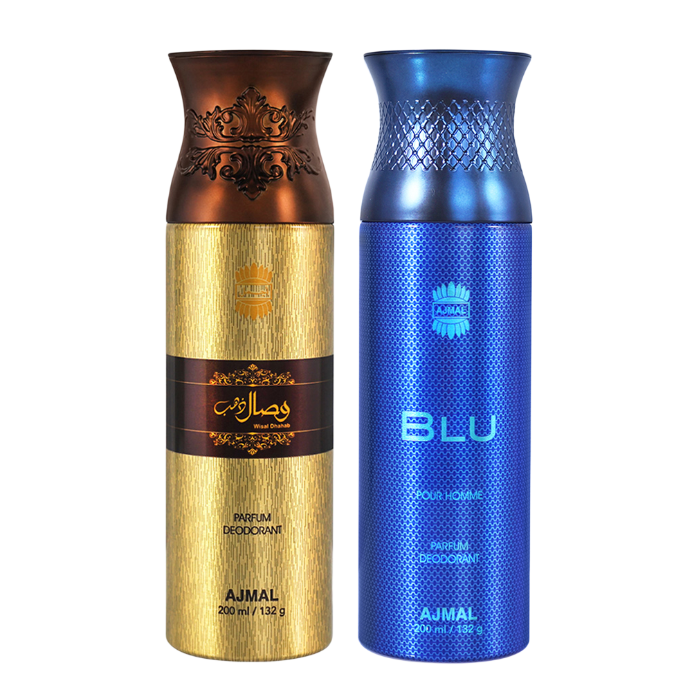 Blu Homme & Wisal Dhahab Deodorant 200 ml Pack of 2 Gift For Men