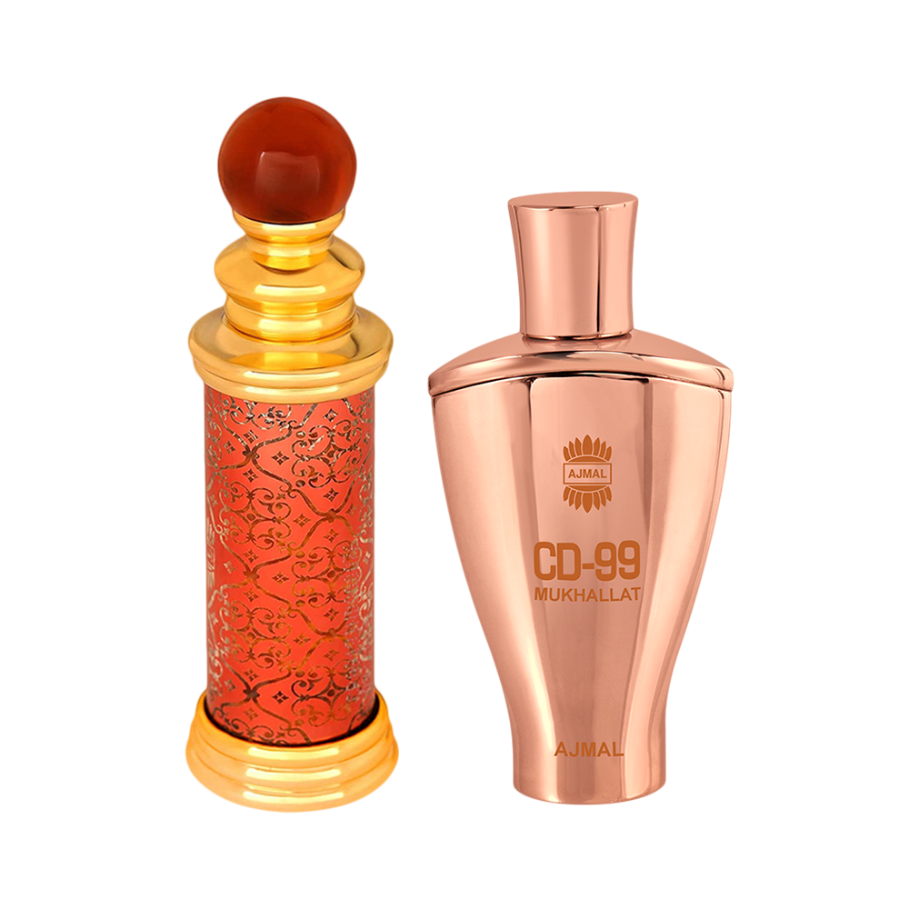 Classic Oud Concentrated Perfume Oil Woody Oudh Alcohol-free Attar 10ml for Unisex and CD 99 Mukhallat Concentrated Perfume Oil Floral Oriental Alcohol-free Attar 14ml for Unisex Pack of 2