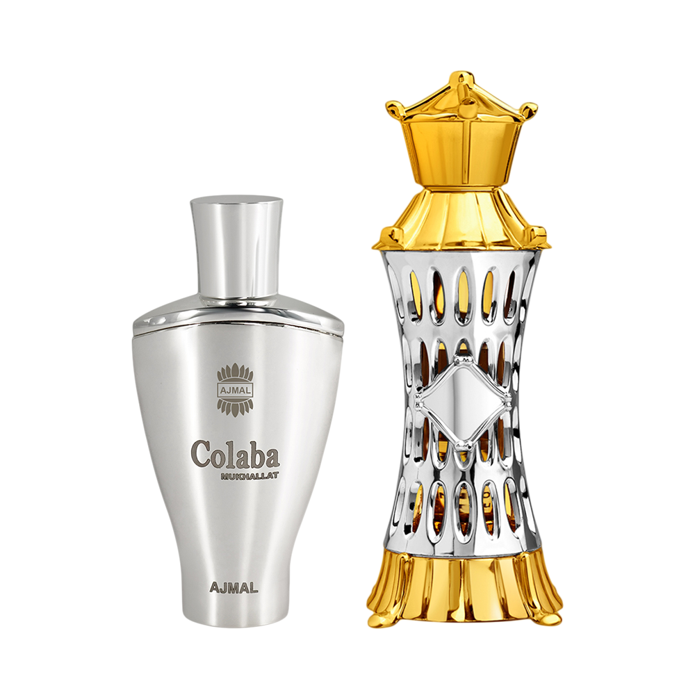 Colaba Mukhallat Concentrated Perfume Oil Floral Oriental Alcohol-free Attar 14ml for Unisex and Mizyaan Concentrated Perfume Oil Oriental Musky Alcohol-free Attar 14ml for Unisex Pack of 2