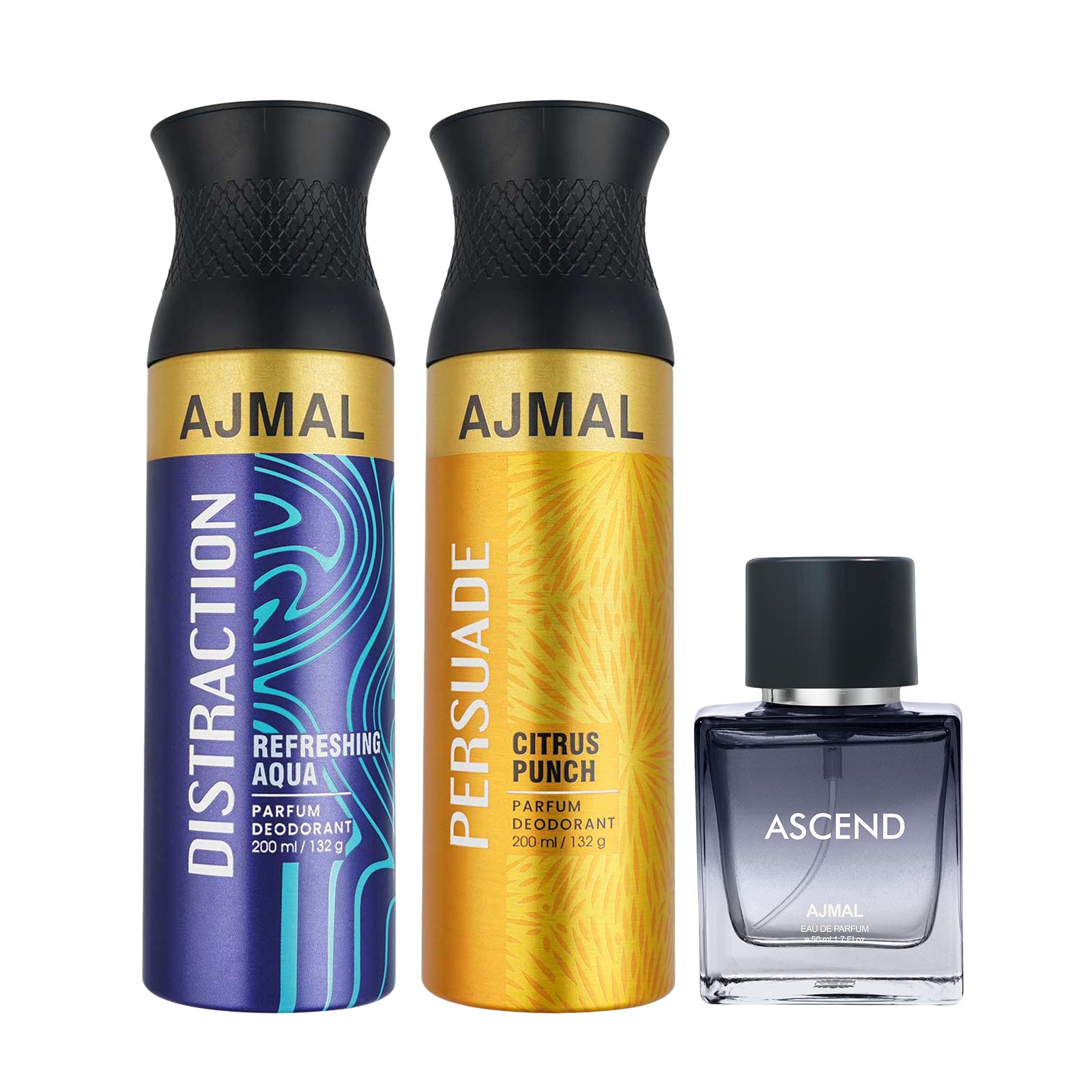 DISTRACTION DEODORANT 200 ML for Unisex and PERSUADE DEODORANT 200 ML for Unisex and ASCEND EDP 50 ML for Unisex Pack of 3