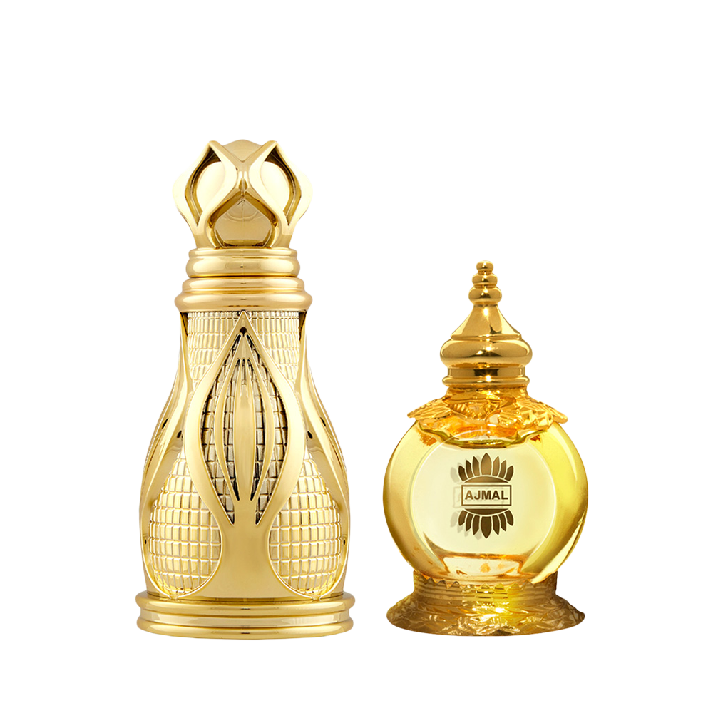 Khofooq Concentrated Perfume Oil Woody Oudhy Alcohol-free Attar 18ml for Unisex and Mukhallat AL Wafa Concentrated Perfume Oil Oriental Musky Alcohol-free Attar 12ml for Unisex Pack of 2