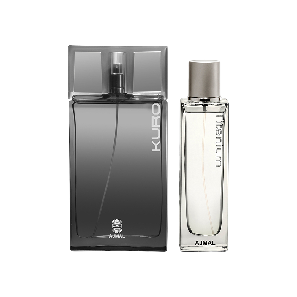 Kuro EDP Aromatic Spicy Perfume 90ml for Men and Titanium EDP Citrus Spicy Perfume 100ml for Men Pack of 2