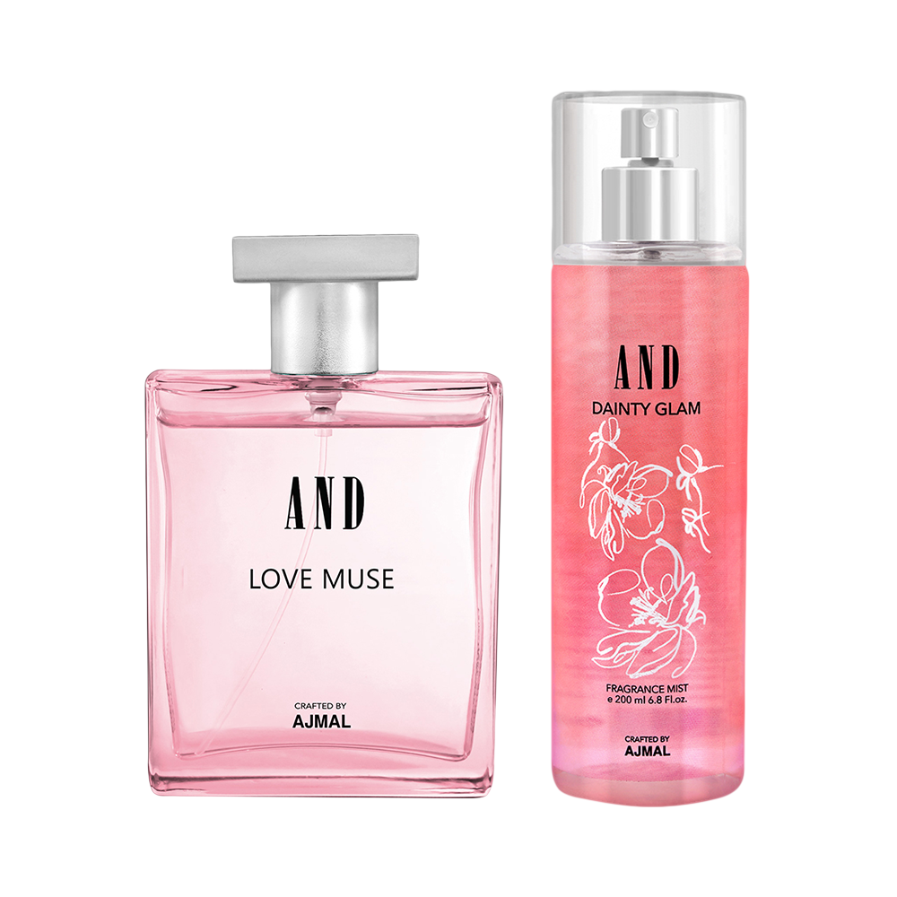 AND Love Muse Eau De Perfume 100ML & Dainty Glam Body Mist 200ML Pack of 2 for Women