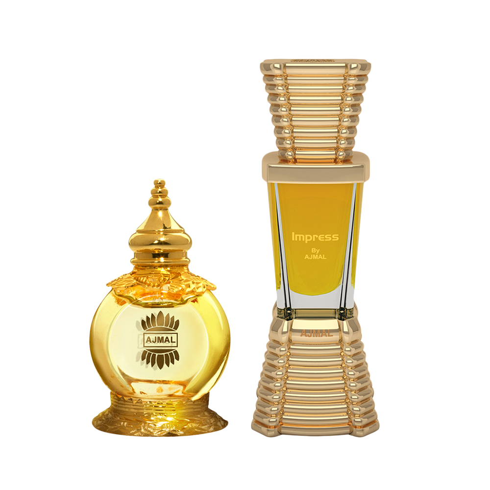 Mukhallat AL Wafa Concentrated Perfume Oil Oriental Musky Alcohol-free Attar 12ml for Unisex and Impress Concentrated Perfume Oil Citrus Alcohol-free Attar 10ml for Men Pack of 2