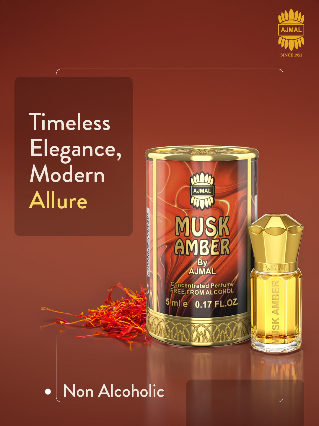 MUSK AMBER Non-Alcoholic Concentrated Perfume Long Lasting Attar For Men - 5 ML