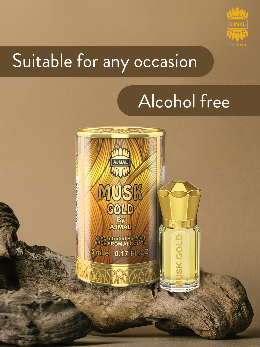 MUSK GOLD Non-Alcoholic Concentrated Perfume Long Lasting Attar for Unisex - 5 ML