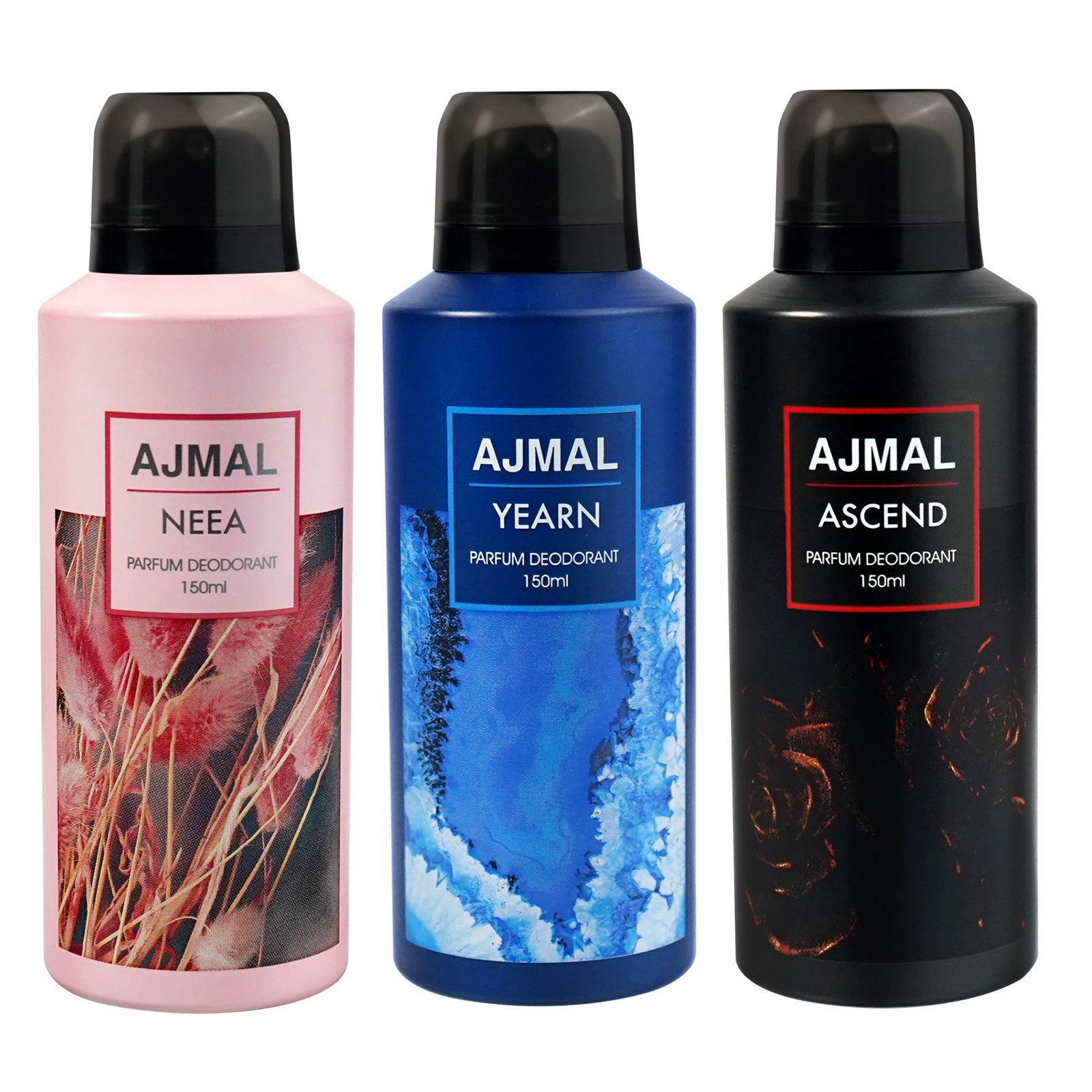 Neea, Yearn and Ascend Deodorant Perfume 150ML Each Long Lasting Spray Party Wear Gift for Unisex