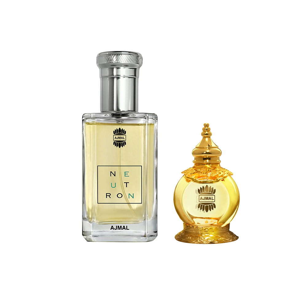 Neutron EDP Citrus Fruity Perfume 100ml for Men and Mukhallat AL Wafa Concentrated Perfume Oil Oriental Musky Alcohol-free Attar 12ml for Unisex Pack of 2