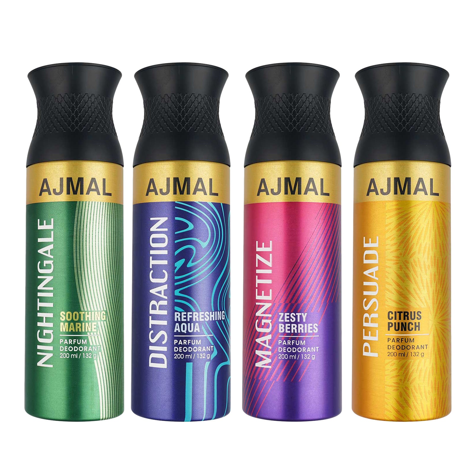 Nightingale & Distraction & Magnetize & Persuade Deodorant Combo pack of 4 Deodorant 200ml each For Unisex