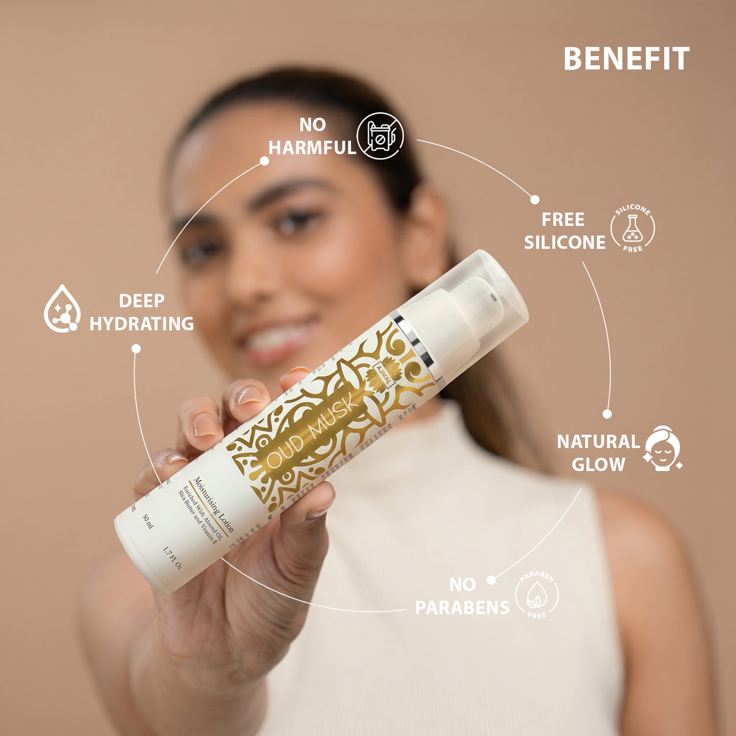 Oud Musk Moisturising Lotion 50ml | Non-Greasy Daily Moisturizer for Healthy Skin
