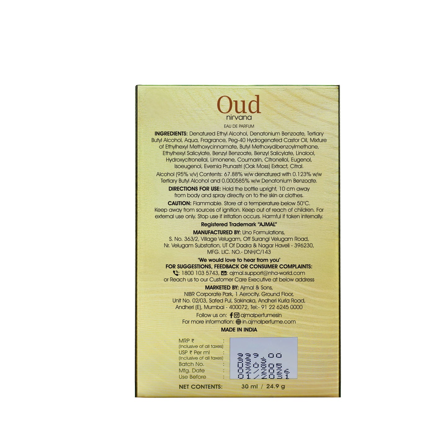 Oud Nirvana Perfume 30 ML for Men and Women