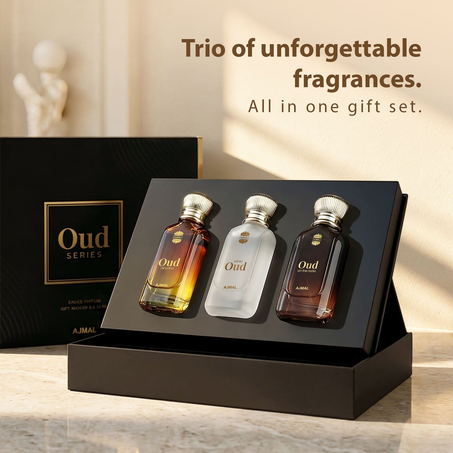 A gift set containing three small perfume bottles from A.R.