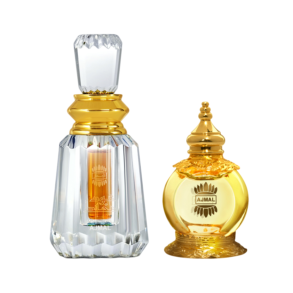 Oudh Mukhallat Concentrated Perfume Oil Oriental Oudhy Alcohol-free Attar 6ml for Unisex and Mukhallat AL Wafa Concentrated Perfume Oil Oriental Musky Alcohol-free Attar 12ml for Unisex Pack of 2